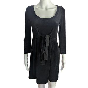 Juicy Couture Y2K Black Velvet Babydoll Dress 3/4 sleeves tie-front detail Sz S